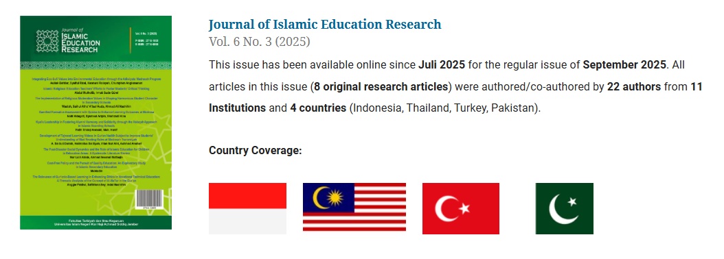 Edisi JIER Vol. 6 No. 3 (2025): Menguatkan Nilai Keislaman dan Inovasi Pembelajaran Berbasis Konteks Global